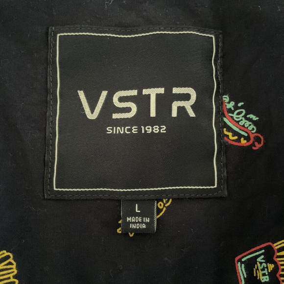 VSTR Fun Foodie Shirt Pizza Hot Dog Fries Hamburger size Large Navy Blue - Picture 8 of 8